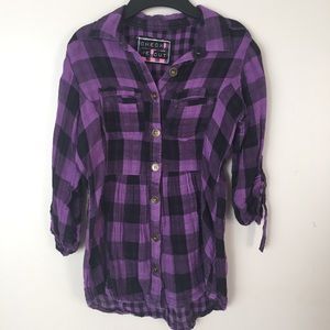 Purple and black Plaid Button Down